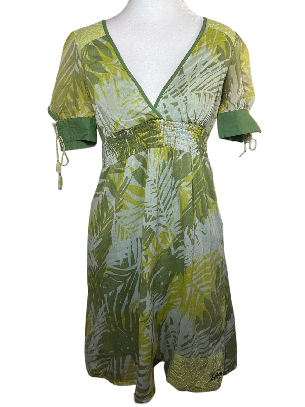 Billabong Green Tropical V-Neck Midi Dress